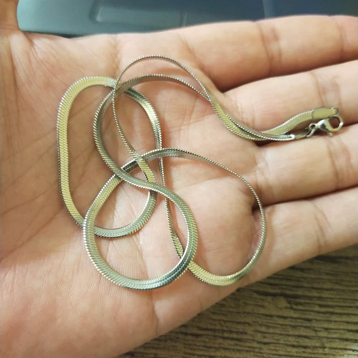 3mm Silver Flat Snake Neck Chain