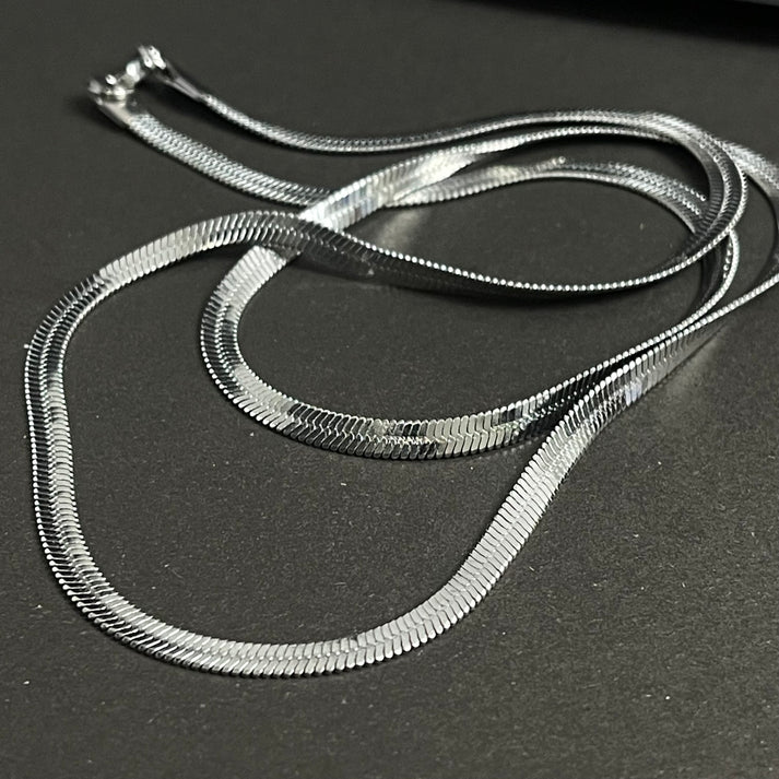 3mm Silver Flat Snake Neck Chain