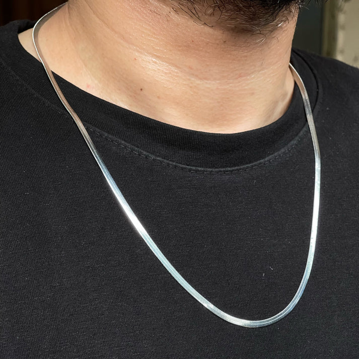3mm Silver Flat Snake Neck Chain